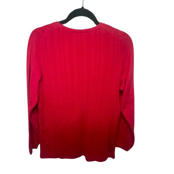 Fuchsia Pink Talbots Allover Cable V-neck Pullover Knit Sweater size 1X - Picture 2 of 5